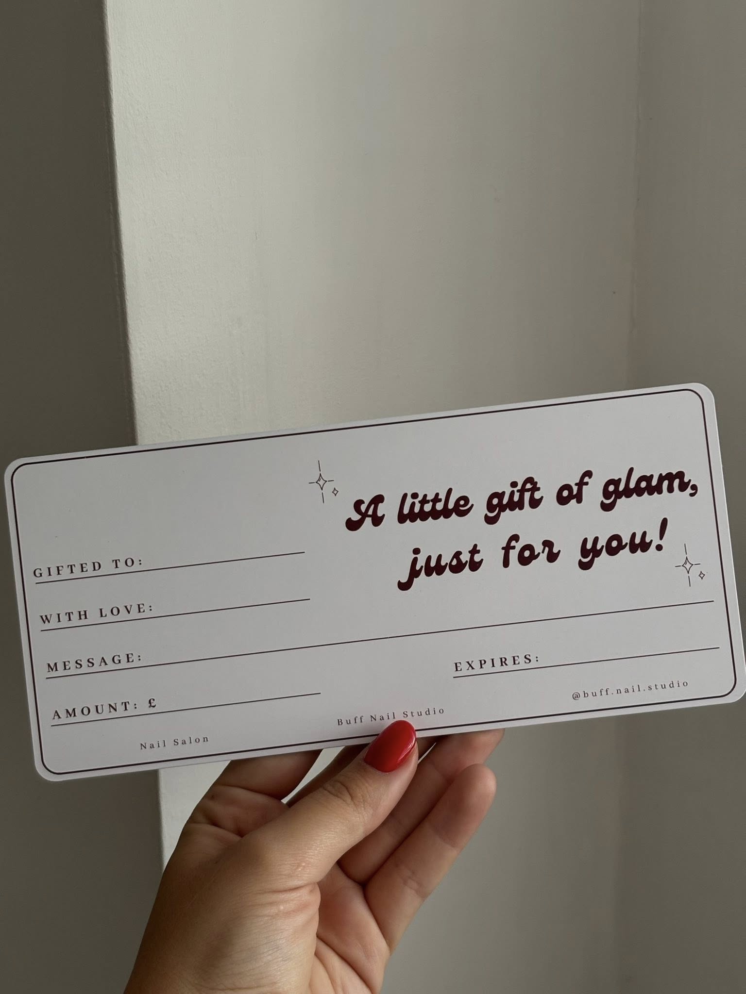 Buff Nail Studio Gift Voucher - Card